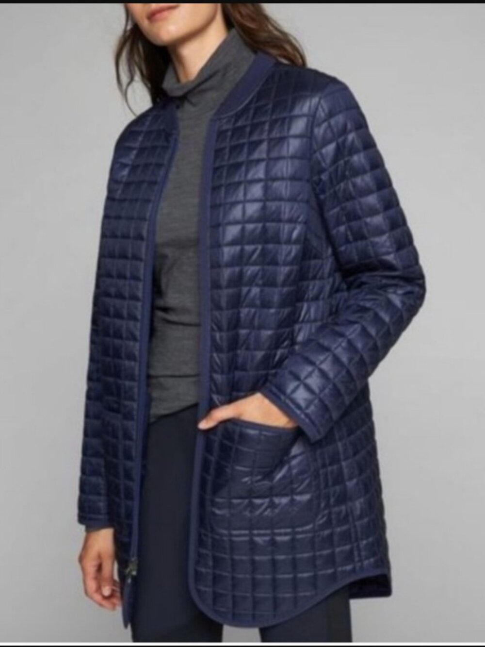 Athleta Recycled Grandview PrimaLoft Quilted Shell Jacket Full Zip Blue $168.00